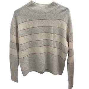 Rails Mist Ivory Glitter Stripe Ellise Sweater Cashmere Silk‎ Blend XS Luxe Cozy
